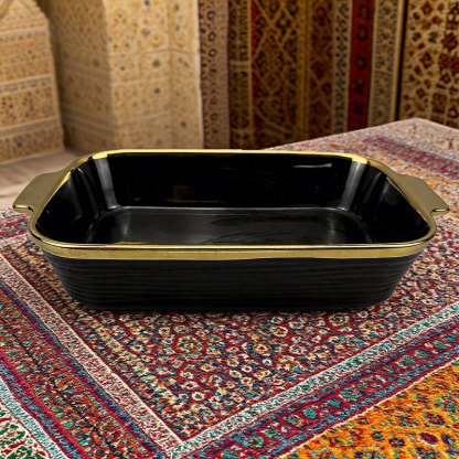 Black Ceramic Baking Pan with Gold Trim