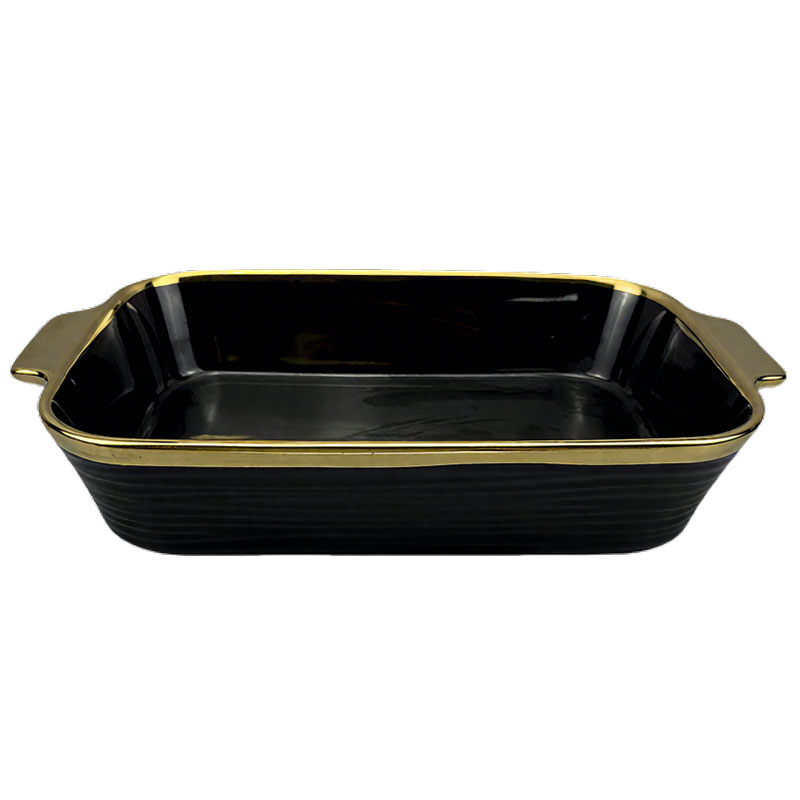 Black Ceramic Baking Pan with Gold Trim