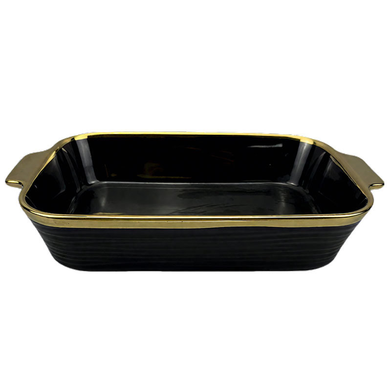 Black Ceramic Baking Pan with Gold Trim