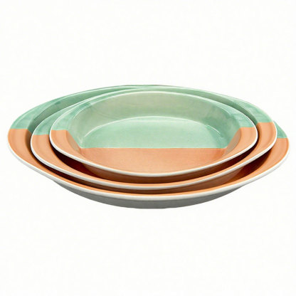 Two-Tone Oval Ceramic Baking pan 3-Piece Set