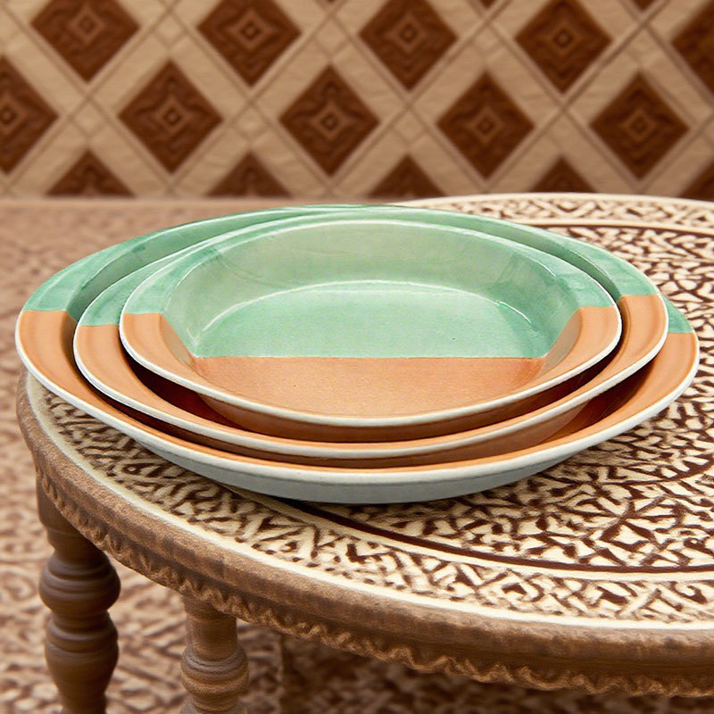 Two-Tone Oval Ceramic Baking pan 3-Piece Set