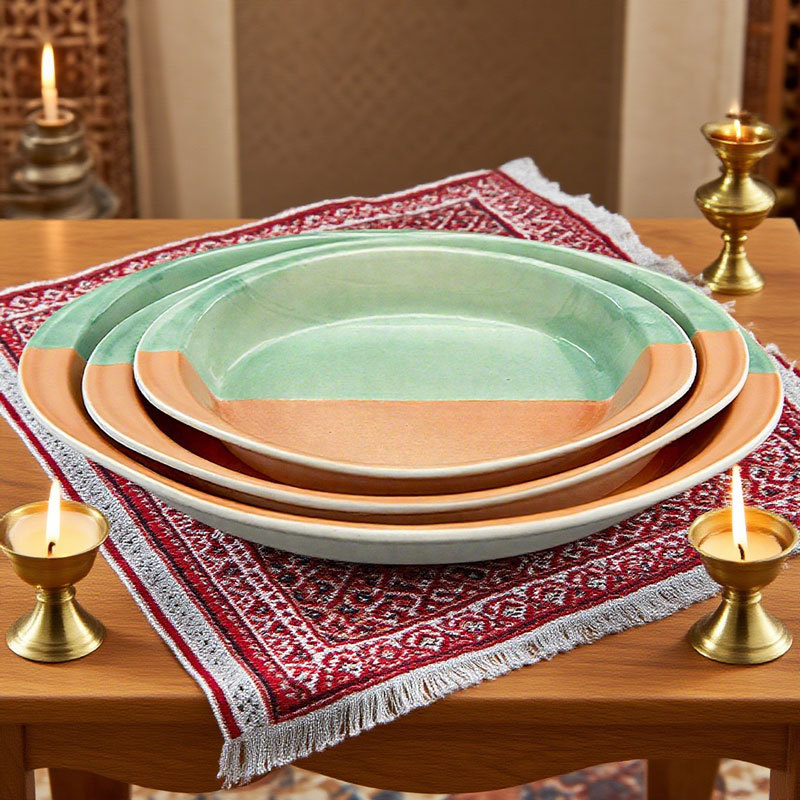 Two-Tone Oval Ceramic Baking pan 3-Piece Set