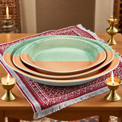 Two-Tone Oval Ceramic Baking pan 3-Piece Set