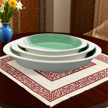 Two-Tone Oval Ceramic Baking pan 3-Piece Set