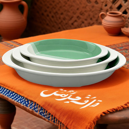 Two-Tone Oval Ceramic Baking pan 3-Piece Set