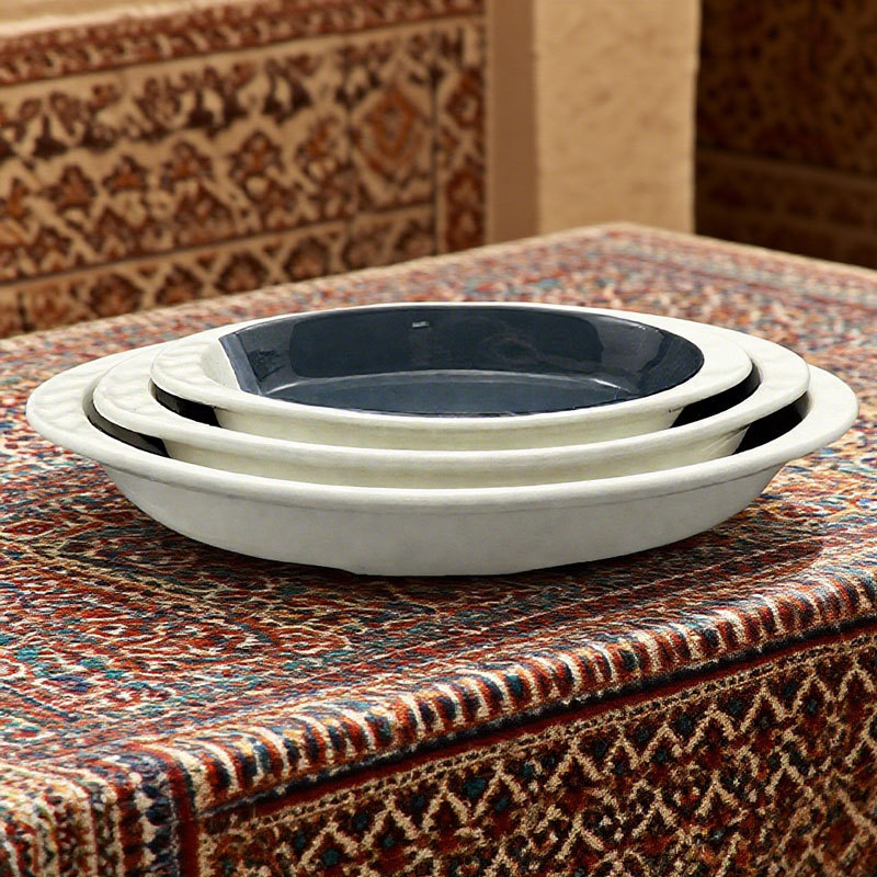 Two-Tone Oval Ceramic Baking pan 3-Piece Set