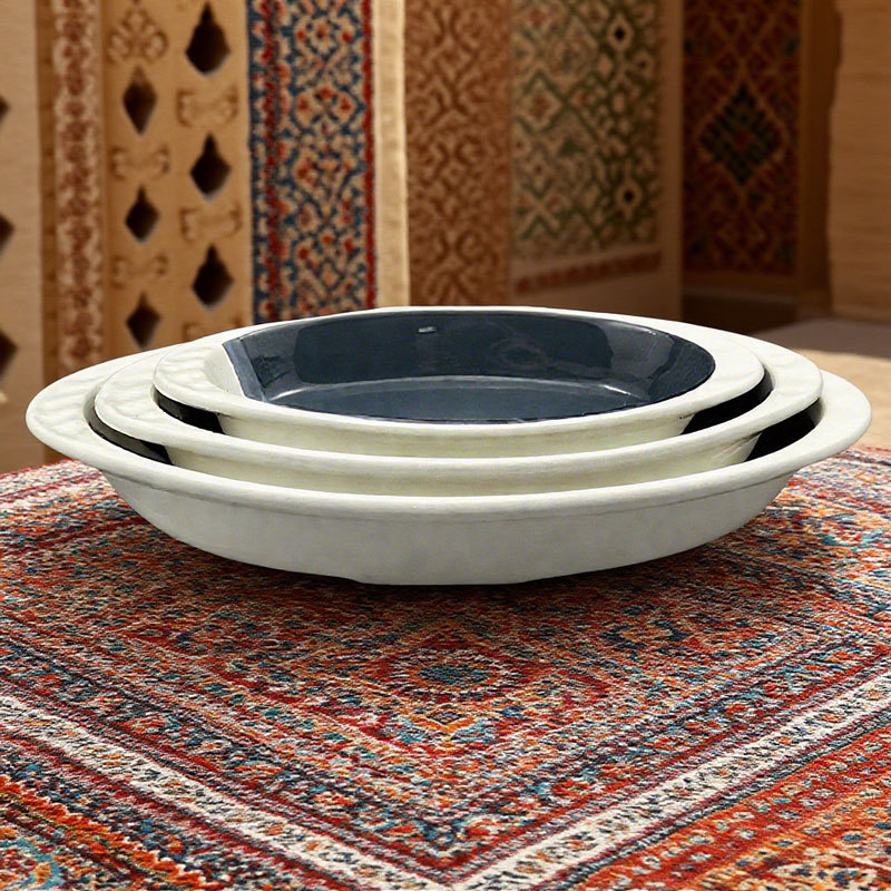 Two-Tone Oval Ceramic Baking pan 3-Piece Set