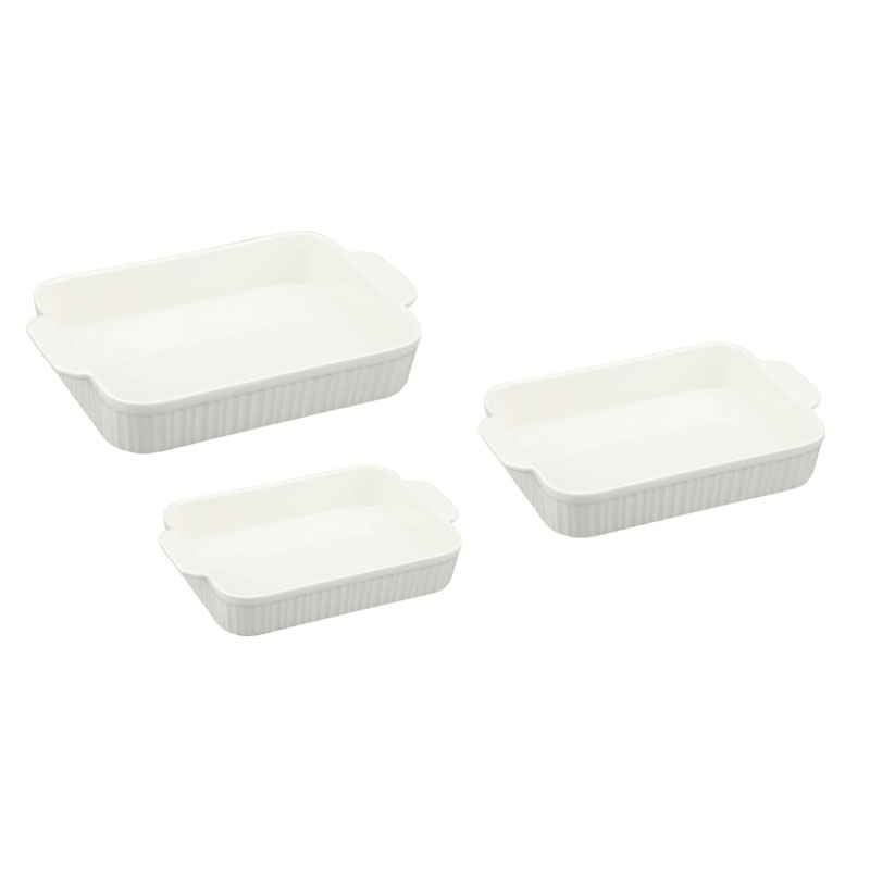 3 - Piece White Ceramic Baking Dish Set