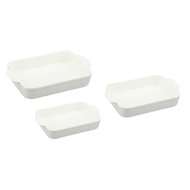 3 - Piece White Ceramic Baking Dish Set