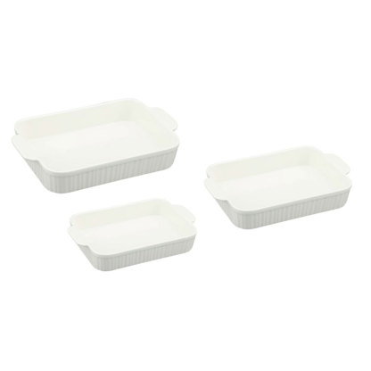3 - Piece White Ceramic Baking Dish Set
