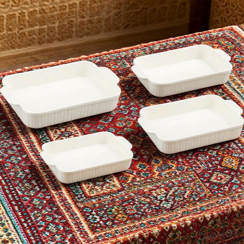 3 - Piece White Ceramic Baking Dish Set