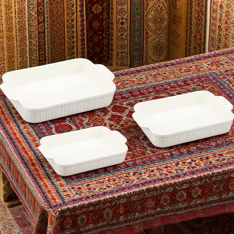3 - Piece White Ceramic Baking Dish Set