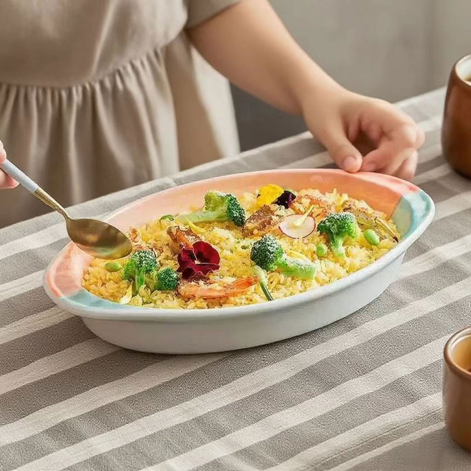 Two-Tone Oval Ceramic Baking pan 3-Piece Set