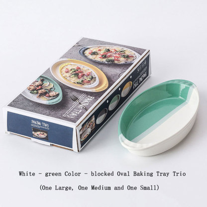 Two-Tone Oval Ceramic Baking pan 3-Piece Set