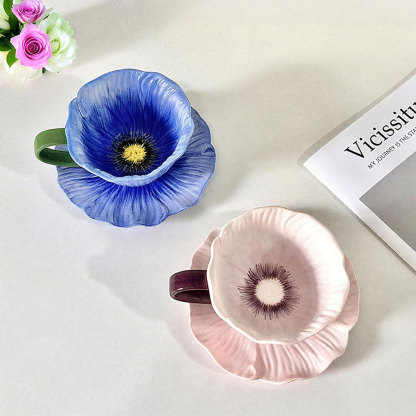 Papaver rhoeas Ceramic Cup & Saucer Set