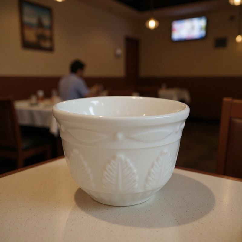 White Ceramic Leaf - Embossed Decorative Cup