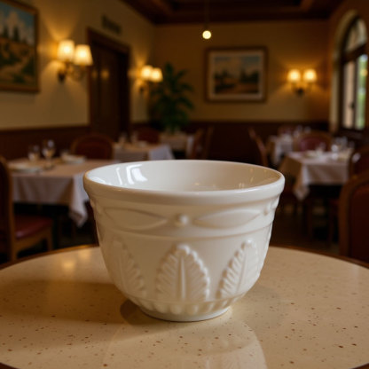White Ceramic Leaf - Embossed Decorative Cup