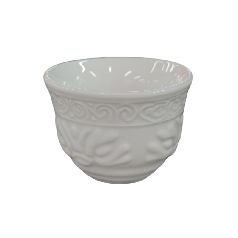 White Embossed Ceramic Cup
