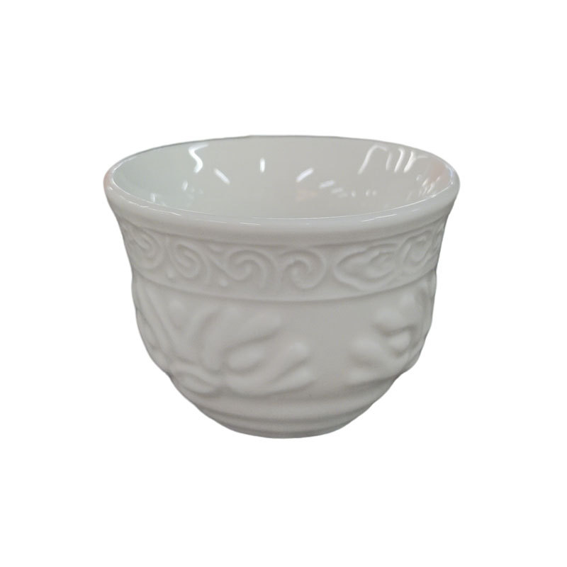 White Embossed Ceramic Cup