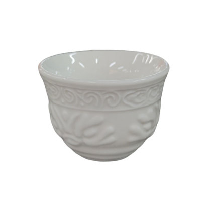 White Embossed Ceramic Cup