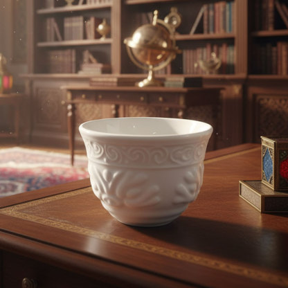 White Embossed Ceramic Cup