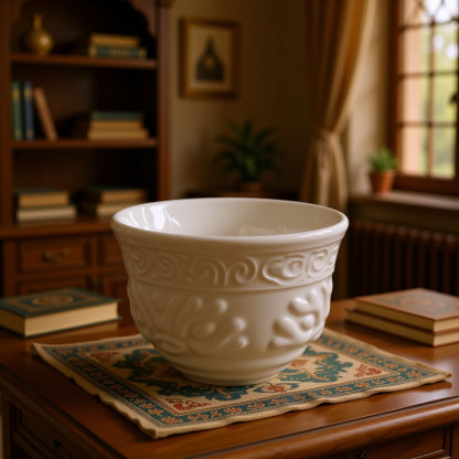 White Embossed Ceramic Cup