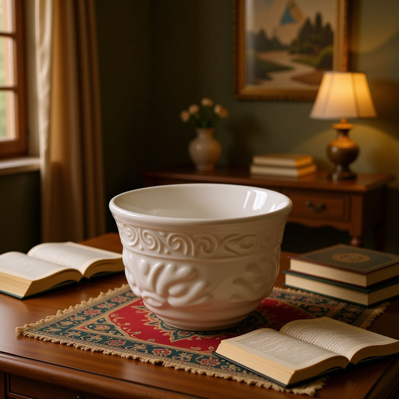 White Embossed Ceramic Cup