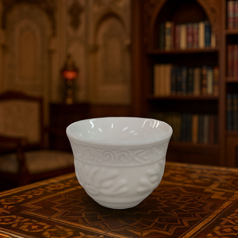 White Embossed Ceramic Cup