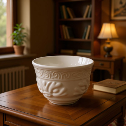 White Embossed Ceramic Cup