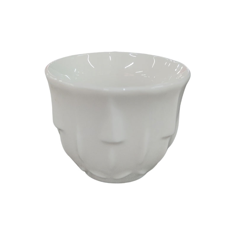 White Embossed Ceramic Tea Cup