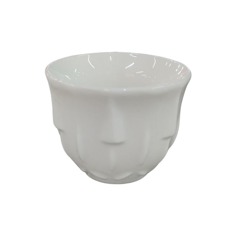 White Embossed Ceramic Tea Cup