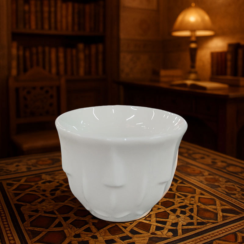 White Embossed Ceramic Tea Cup