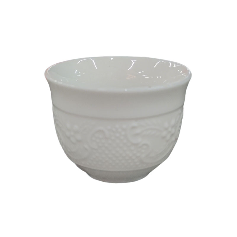 Premium White Embossed Ceramic Teacup