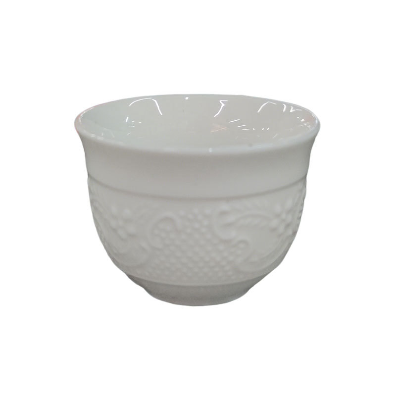 Premium White Embossed Ceramic Teacup