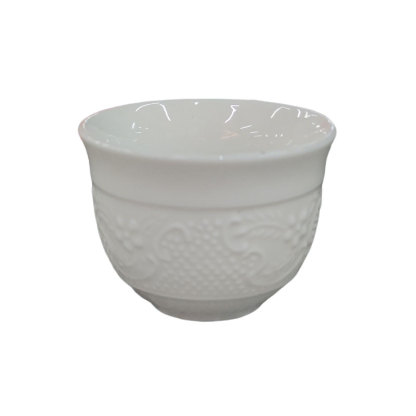 Premium White Embossed Ceramic Teacup