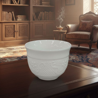 Premium White Embossed Ceramic Teacup