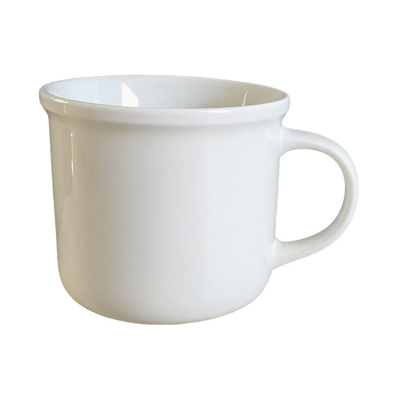 Classic Wide-Mouth White Ceramic Mug