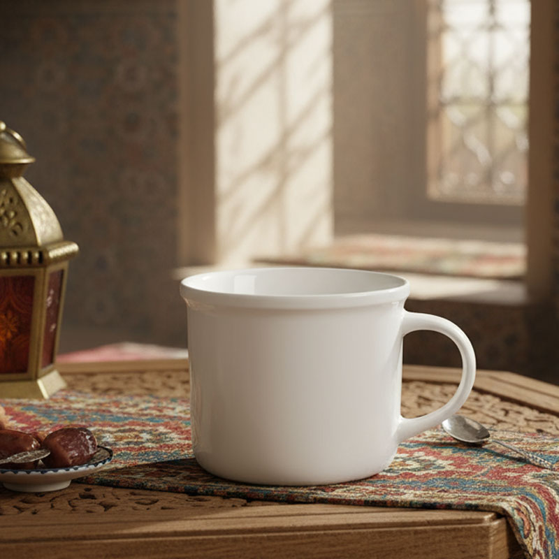 Classic Wide-Mouth White Ceramic Mug