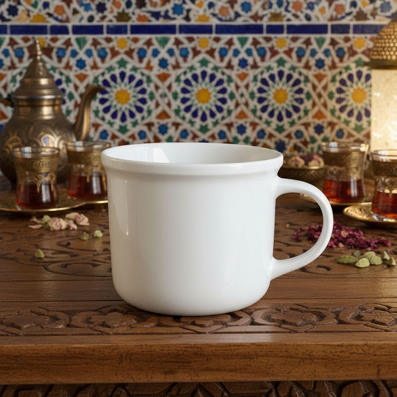 Classic Wide-Mouth White Ceramic Mug