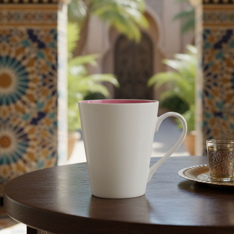 Pink Interior White Ceramic Mug