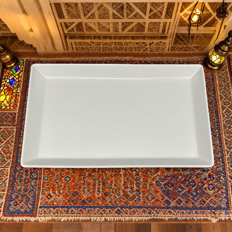 Sleek White Rectangular Ceramic Serving Platter