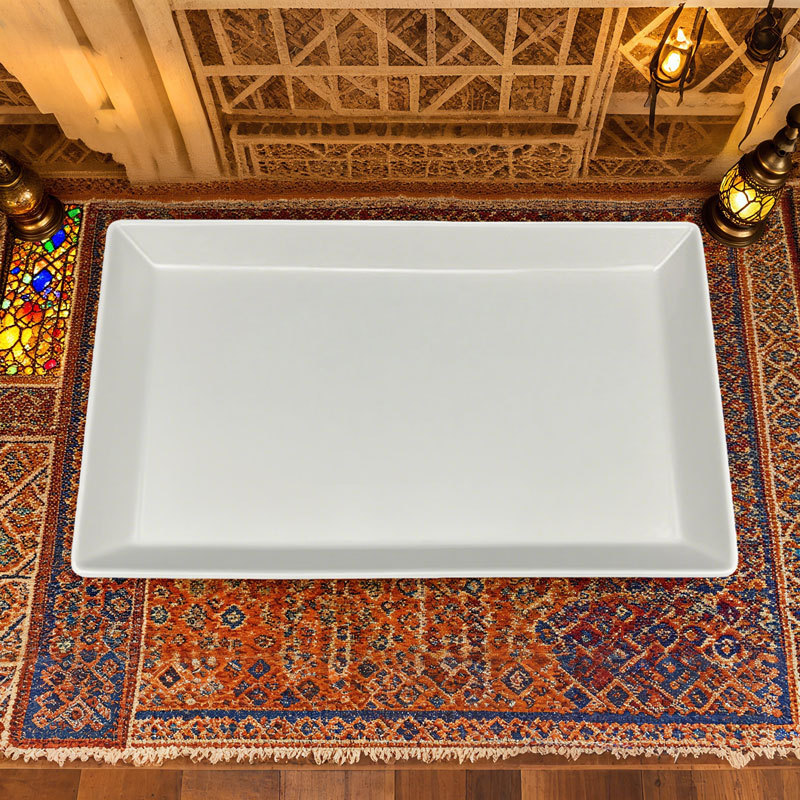 Sleek White Rectangular Ceramic Serving Platter