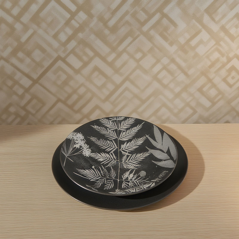 Ceramic Plates with Leaf Prints