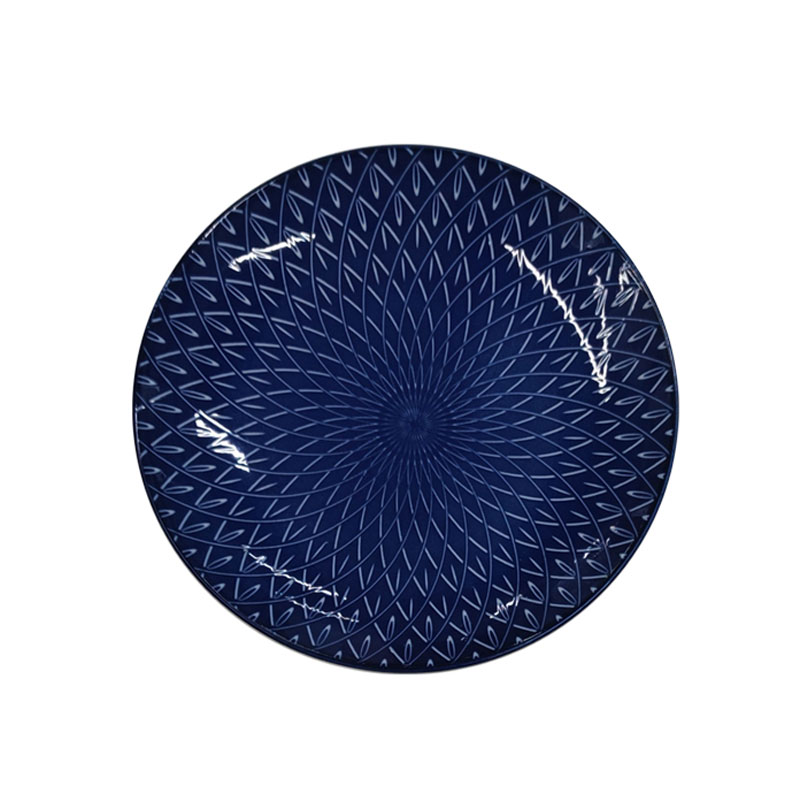 Assorted Pattern Blue Ceramic Plate
