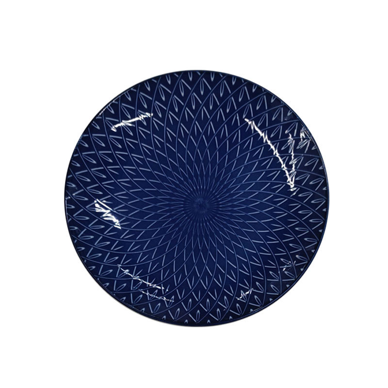 Assorted Pattern Blue Ceramic Plate