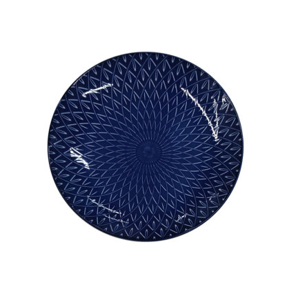 Assorted Pattern Blue Ceramic Plate