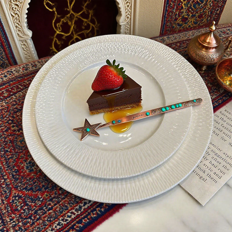 Handcrafted Ripple-textured Ceramic Plat