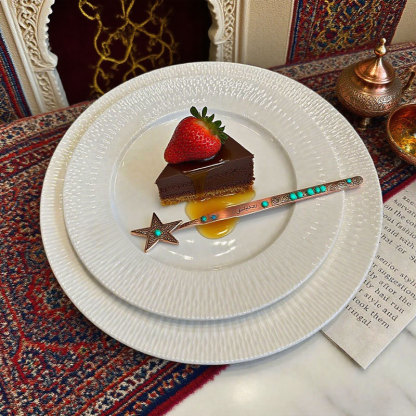 Handcrafted Ripple-textured Ceramic Plat