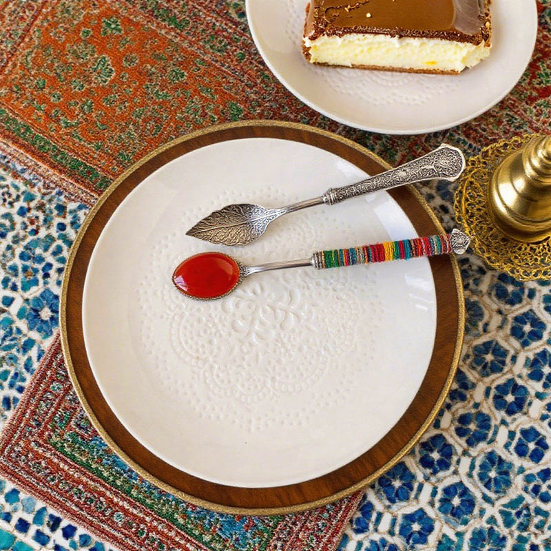 Embossed Floral White Ceramic Plate