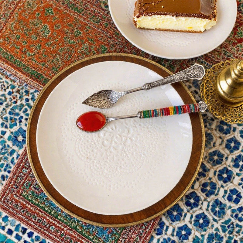 Embossed Floral White Ceramic Plate
